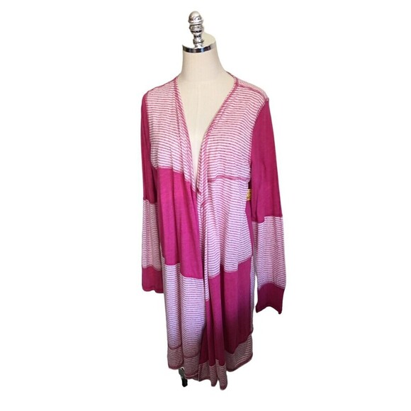 Allen Allen Duster Women's Size XL Color Block Pink Lagenlook Cardigan - Picture 2 of 7